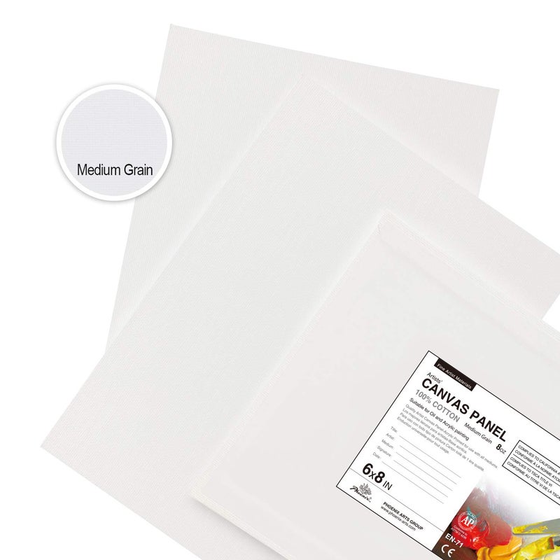 PHOENIX Small Painting Canvas Panels 6x8 Inch, 12 Value Pack - 8 Oz Triple Primed 100% Cotton Acid Free Canvas Boards for Painting, White Blank Flat Canvas Boards for Acrylic, Oil Paints - Image 3